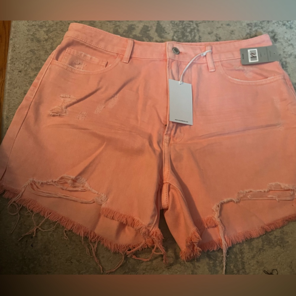 Women’s Pink Distressed Jean Shorts